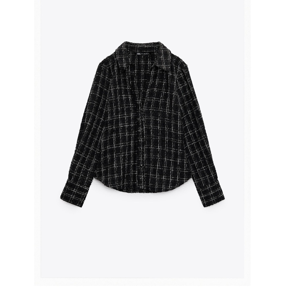 ZARA FITTED STRUCTURED PLAID SHIRT